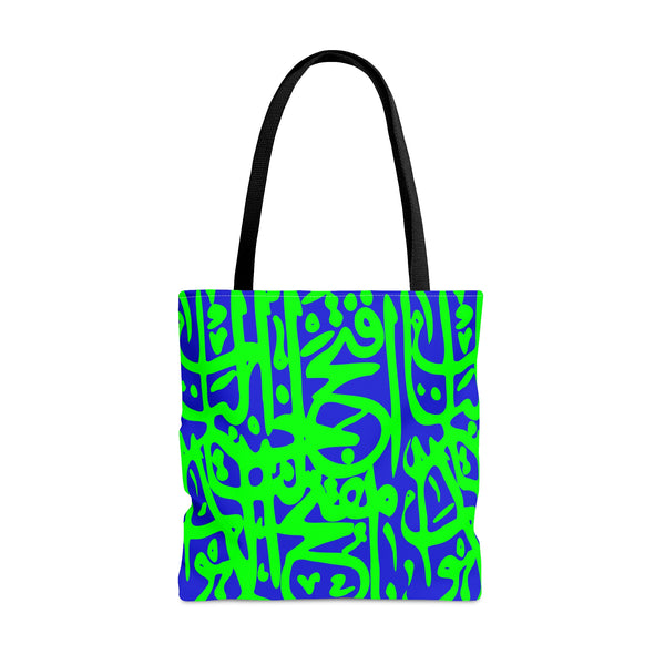 Calligraphy Mantra XL Tote Bag - Blu/Grn